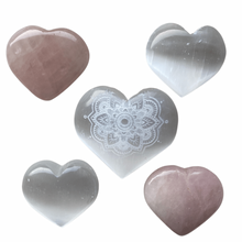 Load image into Gallery viewer, Heart Stones. (Selenite &amp; Rose Quartz)
